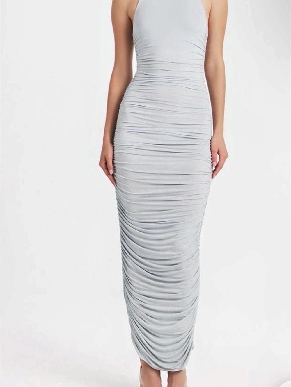 Skims Cupro Jersey Ruched Long dress in the color pearl size Small